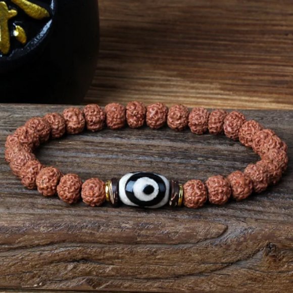 Buddhist Bracelet,Wood Bracelet,Rudraksha Bracelet,Mala Bracelet - Picture 1 of 1